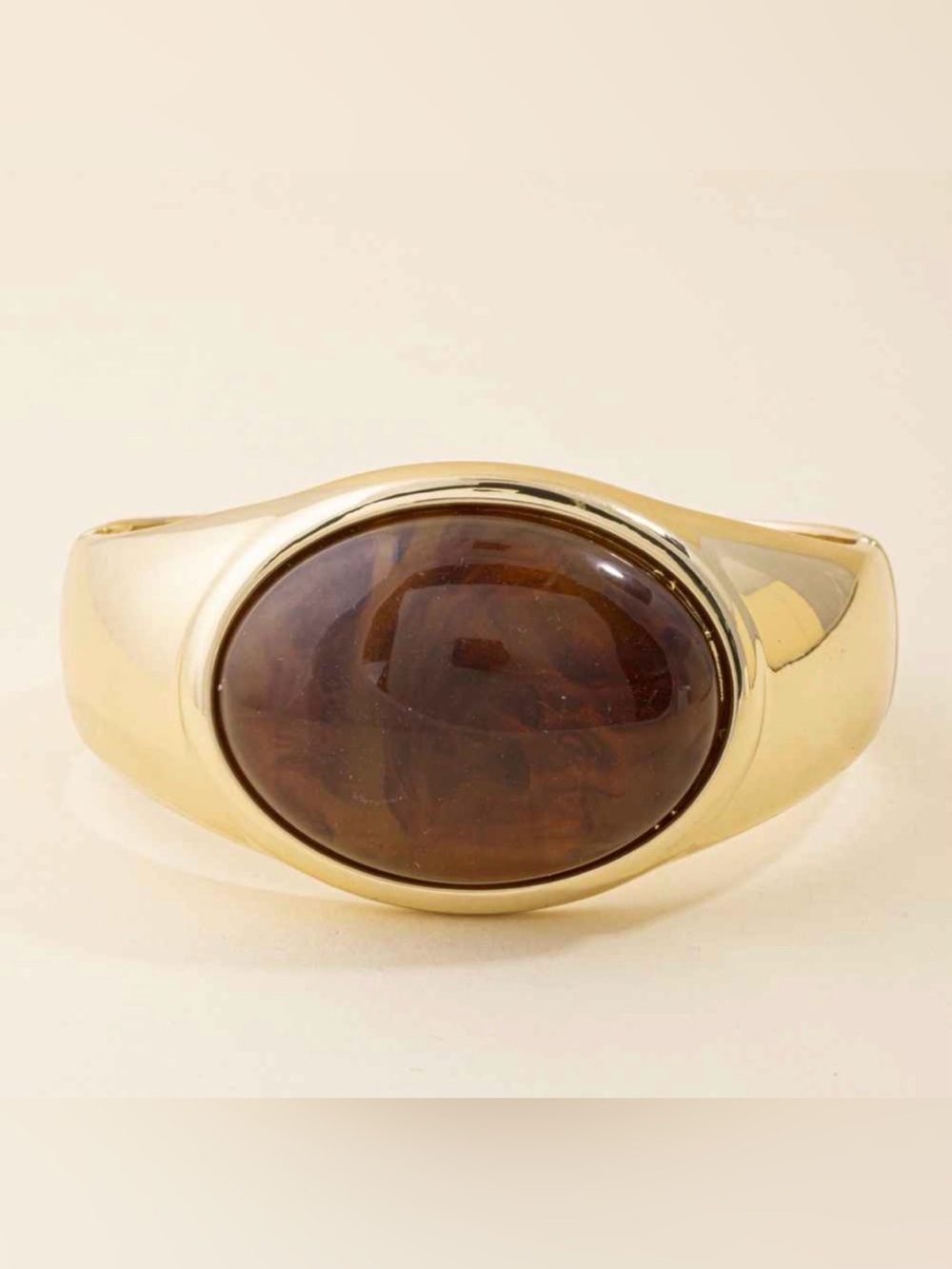 A482. Cuff Oval with Oval Brown Stone
